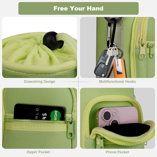 Image of Water Bottle Holder with Strap, Water Bottle Carrier Bag with Phone Pocket, Crossbody Hand Strap Insulated Neoprene 32 /40 oz Water Bottle Sleeve for Walking Hiking Camping Theme Park