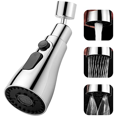 Douchette Evier Cuisine Robinet 360 Degres, 3 Modes Embout Robinet Cuisine, Extractible Douchette Evier Cuisine, Mitigeur Evier Cuisine Tete de Robinet Rotative,Adaptateur Robinet Universal Orientable Cover