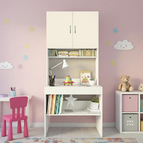 Image of Alpine Willow Multipurpose Study Table with Book Shelf (DIY-Do-it-Yourself) I Study Desk with Storage I Computer Table for Home pc I Study Table with Hutch and Storage I Workstation Table