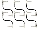 GLS Audio Pedal Board 6 Inch Patch Cable Cords - Flat Right Angled 1/4