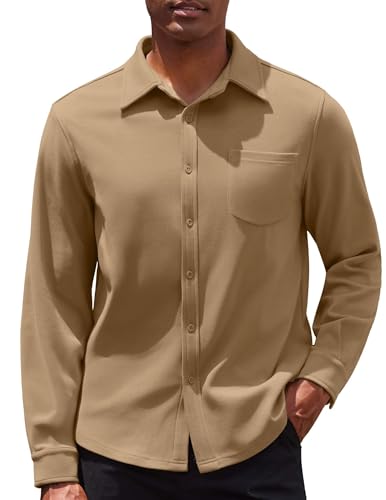 COOFANDY Men's Long Sleeve Button Down Shirt Casual Lightweight Shacket Spring Fall Shirt Jacket Overshirt with Pockets - Main Image