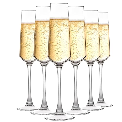 Tefrine Kristall-Sektgläser, mundgeblasen, elegante Champagnergläser, 185...