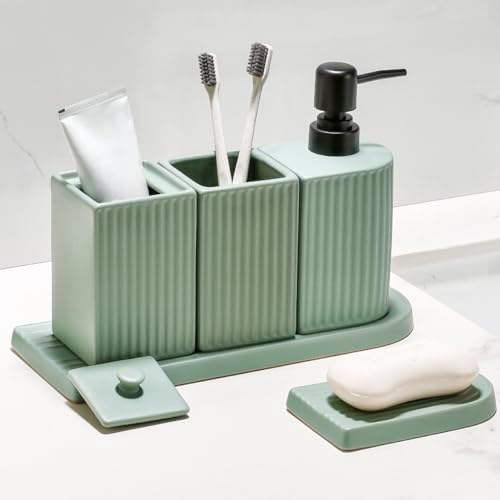 XLHOMO Resin Light Green Bathroom Accessories Set 5 Pcs