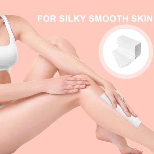 100 Stück Vliesstreifen für Warmwachs und Zuckerpaste, Enthaarungsstreifen aus Vlies für Beine Achsel Arme Intimbereiche Körper Gesichthaarenfernung Wachsstreifen（3.8 x 10cm）