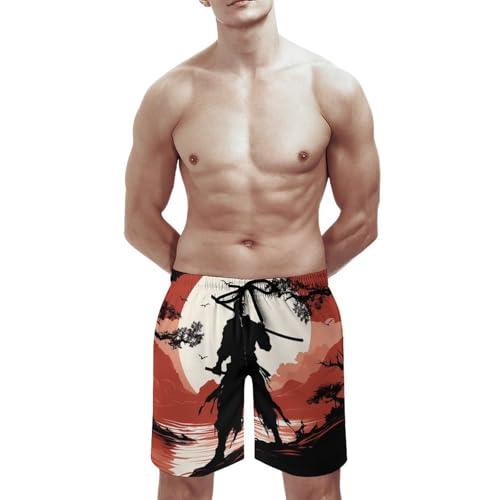 Mens Shorts Samurai Men Swim Trunks Quick-Dry Beach Shorts with Drawstring Pocket Bathing Suit3