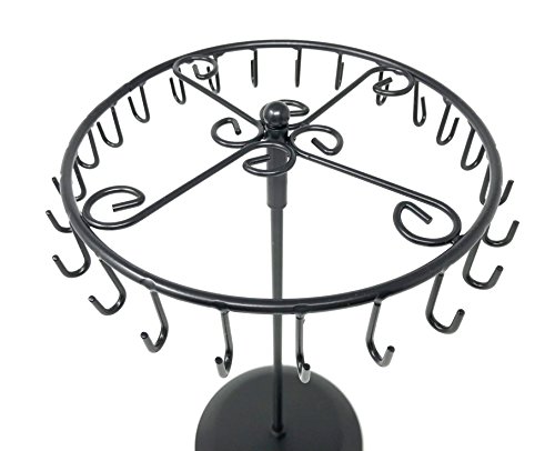 Bejeweled Display Black Color 24 Hooks Rotating Necklace holer/Jewelry Organizer Display Stand w/Gift Box