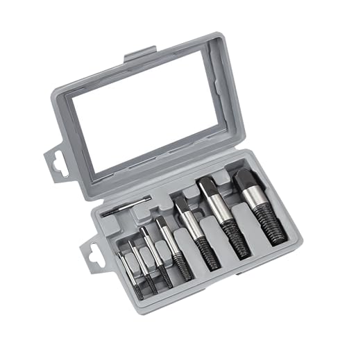 8-Piece Damaged Nut Bolt Extractor Set, Broken Screw Stud Removal Tool Kit, Stripped Thread Remover for Rounded Rusted Bolts, Easy Out Extractor Set for Automotive Repair, Metal Drill Bits Guide