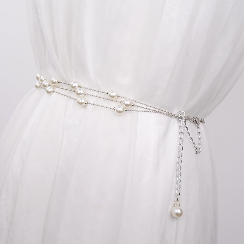 Pearl Belts Layered Dresses Belt 14k Gold Plated Waist Body Chain Belts for Women2
