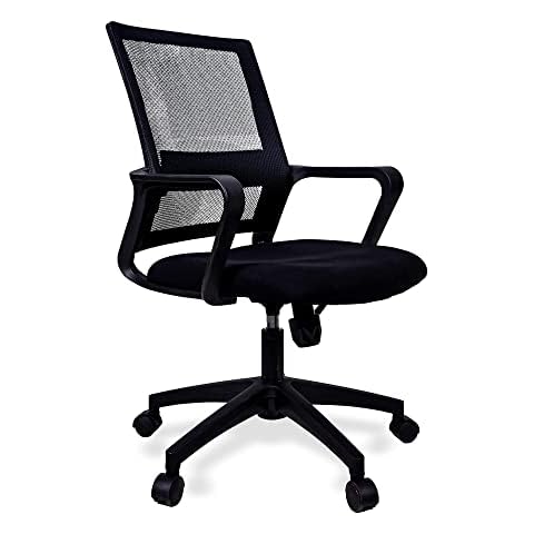 US Office Elements Mid Back Ergonomic Office Chair with Rectangular Lumbar Support, Mesh Desk Chair with Arms and Wheels, Adjustable Chair for Home and Office, Black Cover