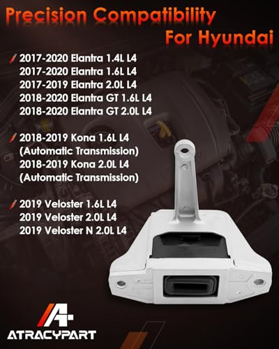 ATRACYPART Automotive Engine Motor Mount, Silver Aluminum Chassis Mount, Right, Compatible with 2017-2020 Hyundai Elantra GT Kona 1.4L 1.6L 2.0L, Replaces# 21810-J9000, 21810-F2000 - Thumbnail 3