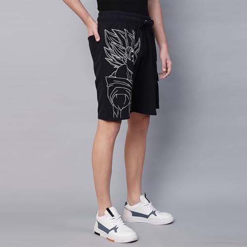 Image of Free Authority Official Dragon Ball Z Goku Printed Regular Fit Shorts for Young Men