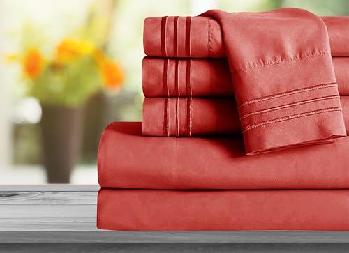 Image of Mocassi Hotel Luxury 1800 Thread Count Bedding Pillowcases King Size Set of 2 - Pillow Covers - Pillow Protector - Cooling Pillowcases (Set of 2 King Size 20 inch x 40 inch, Rust)