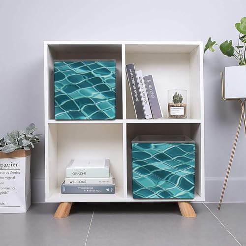 Boîte de rangement pliable pour vêtements avec impression d'eau azur - 6