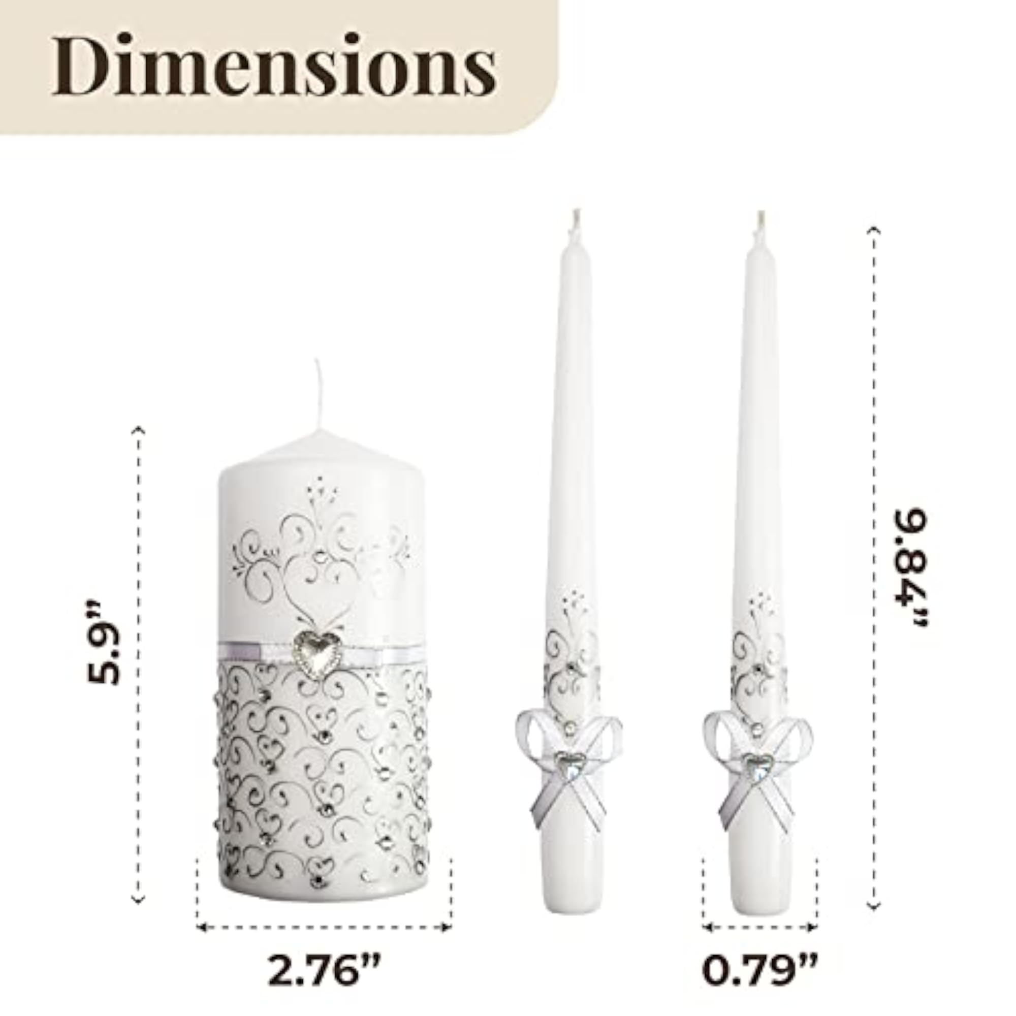 Unity Candles for Wedding Ceremony Set - 3 Pcs