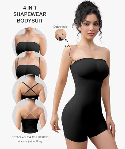 Image of Women's Strapless Shapewear Bodysuit for Women Tummy Control Shapewear, Seamless Body Shaper with Removable Straps