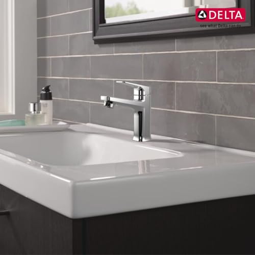 Image of Delta Faucet Single Handle Lavatory Faucet Without Pop-Up Drain I Bathroom Tap for Home I Basin Mixer I Polished Chrome I 44425-LPU