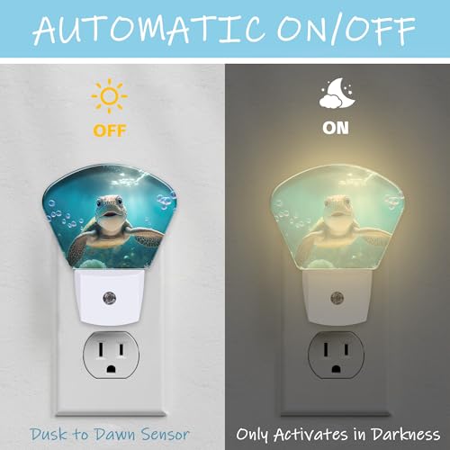 Image of Night Light Green Turtle Plug-in LED Dusk-to-Dawn Sensor Soft Night Lamp,Suitable for Home Bedroom Bathroom Hallway Stairs