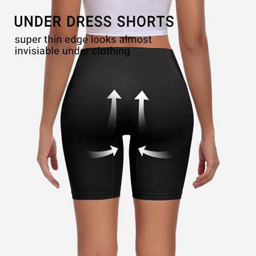Women's Slip Short for Under Dresses Seamless Smooth Workout Yoga Bike Shorts Anti Chafing Underwear 4 Pack4