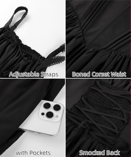 Scarlet Darkness Corset Mini Dress Adjustable Straps Sundress with Pockets - image 8