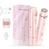 Bikini Shaver, New 2-in-1 Women's Body Shaver, Electric Lady Dual Head Groomer, Body Grooming Tool, USB Charge Waterproof Painless Electric Razors for Silk Skin (Pink)