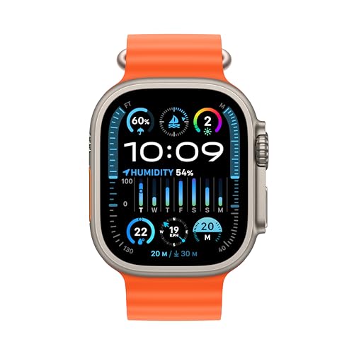 Image of Apple Watch Ultra 2 [GPS + Cellular 49mm] Smartwatch with Rugged Titanium Case & Orange Ocean Band One Size. Fitness Tracker,Precision GPS,Action Button,Extra-Long Battery Life,Bright Retina Display
