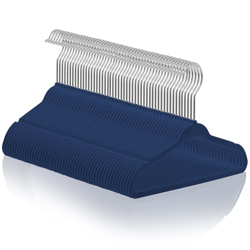 Image of Casafield 50 Velvet Baby Hangers - 11" Size for Infant & Toddler Clothes - Royal Blue