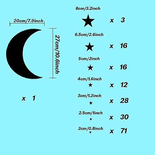 Moon And Stars Wall Decal Vinyl Sticker, Removable Children Kids Art Diy Sticker Mural For Boy Girls Baby Room Decoration Good Night Nursery Wall Decor Home House Bedroom Design (Black) #TOP3