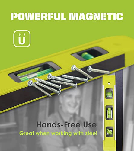 Difflife Level & Tool Magnetic Aluminum Reinforced Torpedo Level, 9", Green (2Pcs) #TOP1