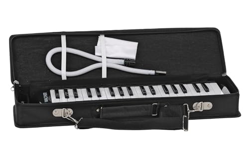 GEWA Melodica, 37 klawiszy, skala dźwięków f-f´´´, w zestawie z wężykiem do dmuchania i etui z paskiem na ramię, czarno/biała, materiał: tworzywo sztuczne