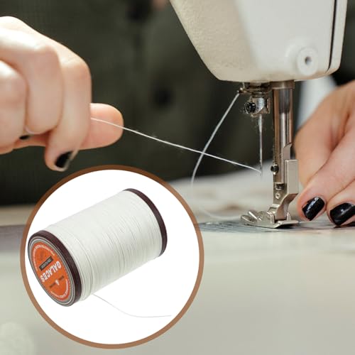 TEHAUX Fio encerado de costura de 80 metros, fio encerado para costura de couro, fio encerado, branc