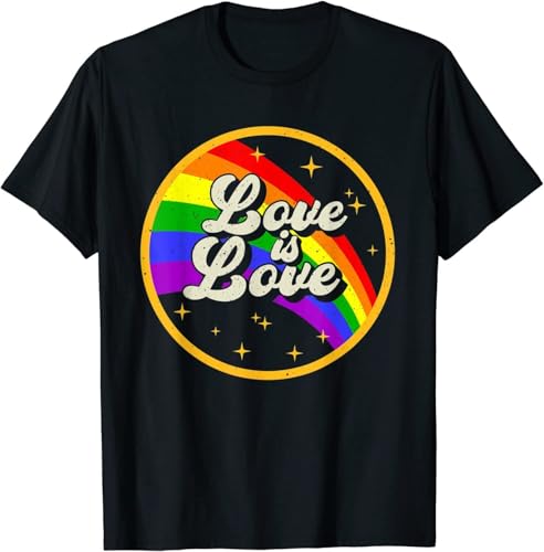 Love Is Love Shirt Rainbow LGBT Gay Lesbian Pride T-Shirt Black XL
