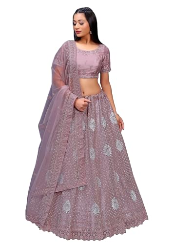 Lehenga Choli 7334 en tissu net traditionnel indien brodé pour un look chic élégant en taille M