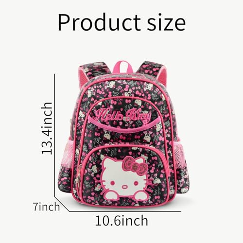 Cute Backpack, 14 Inch Large Capacity Nurse Bag Bookbag, Waterproof Casual Anime Daypack for Travel (Black)2