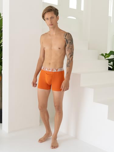 Image of KOFFY Men's Malleable Cotton Lycra Long Trunk with Minus Cutting Pouch I Wrinkle Free I Moisture Wicking Technology