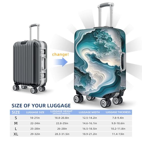 Ink Painting Jade Carvings Marble Texture Elastic Travel Luggage Covers Dustproof Scratch-Resistant Suitcase Protector Fit 22-24 Inch4
