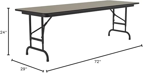 Miniatura 112 de Correll - Mesa plegable de altura ajustable y resistente, parte superior laminada de alta presión, fabricada en Estados Unidos, delantal de acero