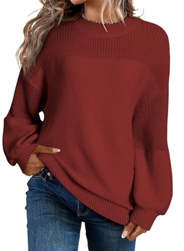 Dokotoo Sweaters for Women Casual Long Sleeve Crewneck Knit Fall