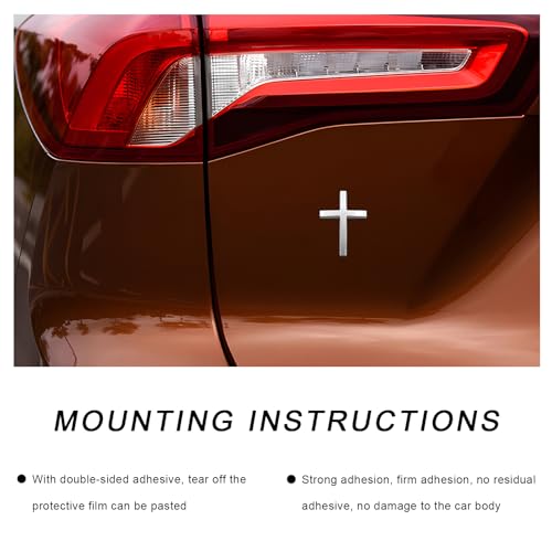 Image of Metal Christian Cross Emblem Stickers, 2.5x1.8in 3D Jesus Christ Auto Emblem Badge Decal, Self-Adhesive Styling Cross Decal Decoration for Trunk Tailgate Side Fender (Silver)