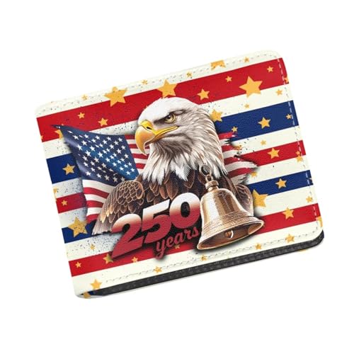 Image of Coldinair 250th USA Anniversary Eagle Wallet for Teen Boys Kids Bifold Wallet Purse Leather Credit Card Cash Id Holder Cool Slim Bifold Small Coin Purses