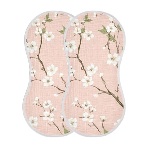 2 Pack Small Flowers Muslin Burp Cloths Cotton Absorbent Baby Burping Rags for Boys Girls Soft Newborn Burp Bibs, 22 x 11 Inch2