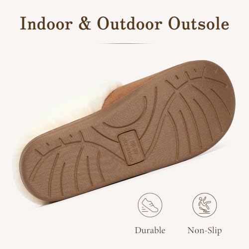 Image of Evshine Women's Memory Foam Fuzzy Slippers Cozy House Shoes