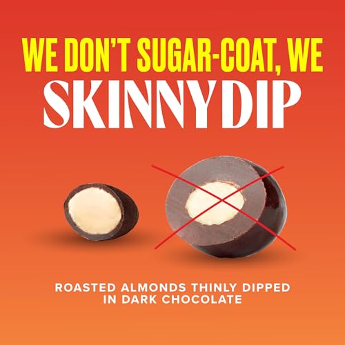 Image of SkinnyDipped Dark Chocolate Peanut Butter Almonds, 1.2oz Bags | 15 Pack | Crunchy Whole Almonds Thinly Dipped in Chocolate | Gluten Free | Plant Protein Snack Packs