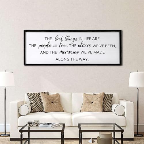 FZZHYQCHY The Best Things in Life Wall Decor: 32×12 Inch Wood Framed Travel Adventure Inspirational Wall Art Family Wall Decor for Living Room, Large Farmhouse Signs for Home Decor, Black