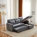 Price comparison product image BTM 3 Seater Sofa, L Shape Sofa Bed, Corner Sofa Bed with Storage, Pull Out Sofa Bed with 2 Cup Holders & 4 Magazine Pockets for Living Room/Office, Grey