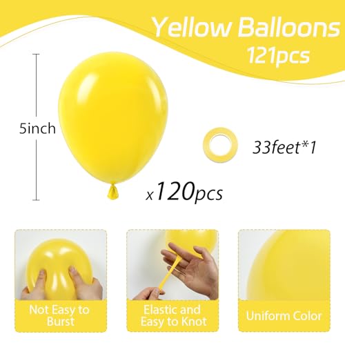Image of Awenztech 120pcs 5 inch Yellow Latex Balloons | Baby Shower, Wedding, Birthday Party Decorations