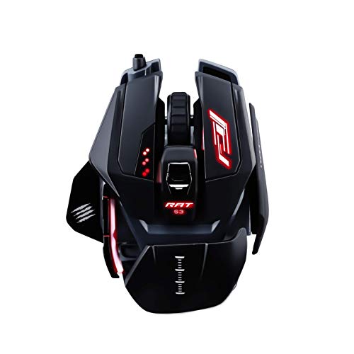 Mad Catz Rat S3 Souris Gamer Filaire USB - Souris Ergonomique 8 Boutons Programmables - Capteur Optique Pixart3330 7200 DPI - Souris Gaming Pour PC Noire RGB...