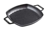 Victoria Cast Iron Square Grill Double Loop Handles, Griddle Pan Seasoned with 100% Kosher Certified Non-GMO Flaxseed Oil, 10 x 10 Inch, Black