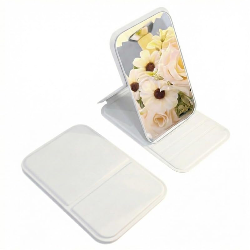 Small PU Leather Folding Makeup Mirror 7×10.5 cm | Mini Portable Vanity Mirror with Stand | Compact Cosmetic Mirror for Travel, Handbag & Daily Touch-ups for Women Girls-image-18