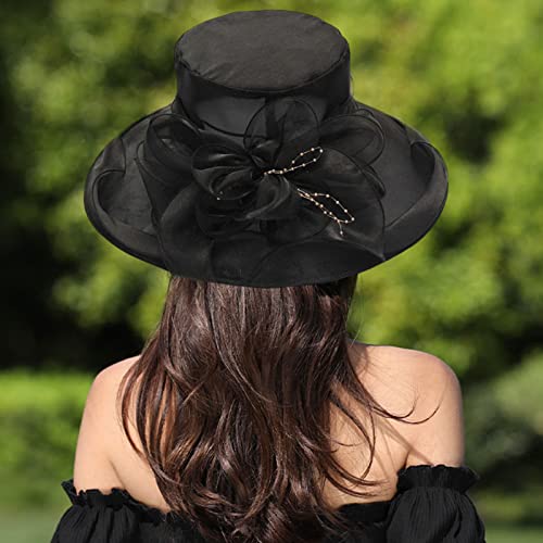 image for Ficlwigkis Kentucky Derby Organza Fascinator Hat - Women's Wide Brim T