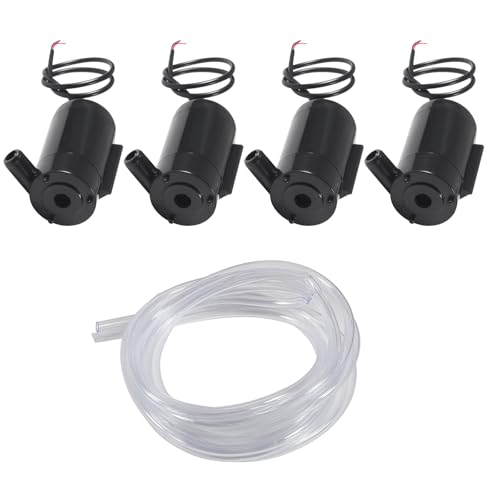 AEDIKO 4pcs Micro Submersible Mini Water Pump DC 3V 5V for Aquariums Fish Tank Pond Fountain Hydroponics Garden with 4M Flexible Tube Water Pipe